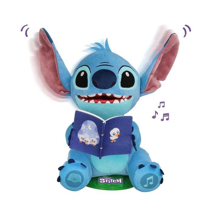 Muñeco Stitch Cuenta Cuentos 25 cm con luces y sonidos, tiene 4 historias y 4 canciones ¡mueve su cuerpo y boca mientas habla o canta! 4