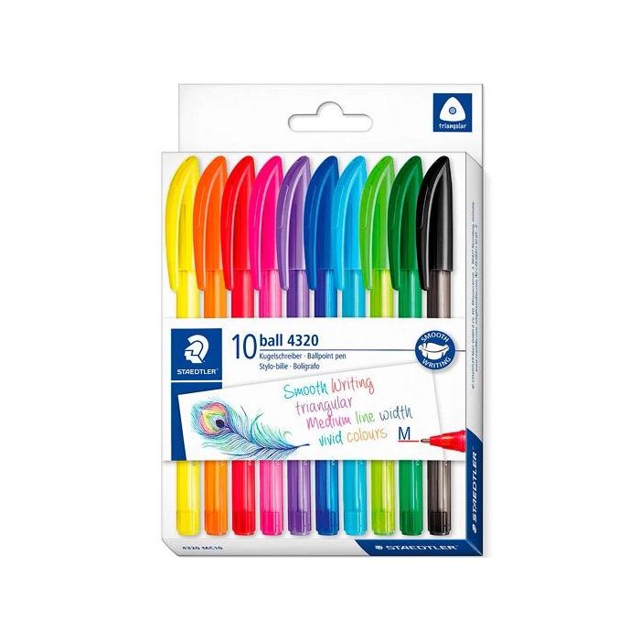 Staedtler bolígrafo ball 4320 m 1,0mm triangular estuche 10 c/surtidos