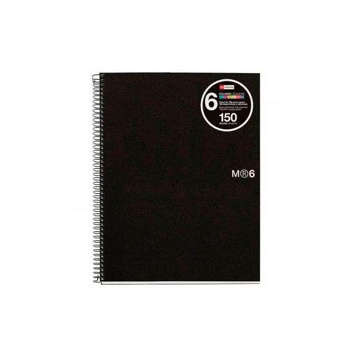 Miquelrius Cuaderno Espiral 150H A4 5x5 mm 70 gr 4 Taladros Microperforado 6 Bandas Color Tapa Pp Negro Miquelrius Cuaderno Espiral 150H A4 5x5 mm 70 gr 4 Taladros Microperforado 6 Bandas Color Tapa Pp Negro