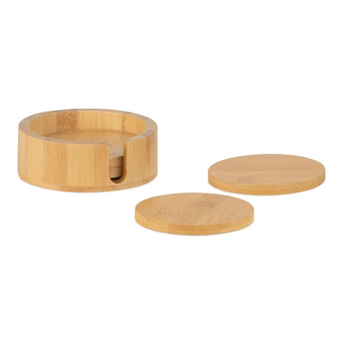 Andrea House Posavasos de bambú con soporte Ø11x4cm, 4 unidades, Ms72076 1