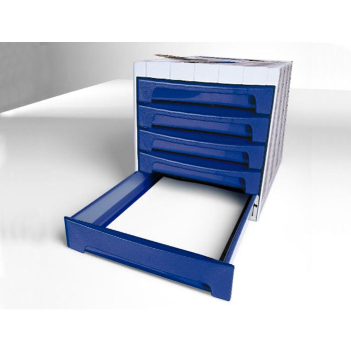 Fichero Cajones De Sobremesa Archivo 2000 305x370X215 mm Bandeja Organizadora Superior 5 Cajones Azul Opaco 1