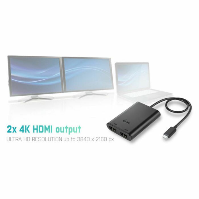 Cable USB-C a HDMI i-Tec C31DUAL Negro 4K Ultra HD 3