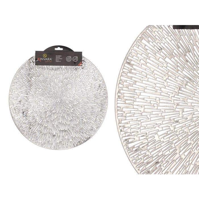 Salvamantel redondo flor plateado Kinvara 38x38 cm (48 Unidades)