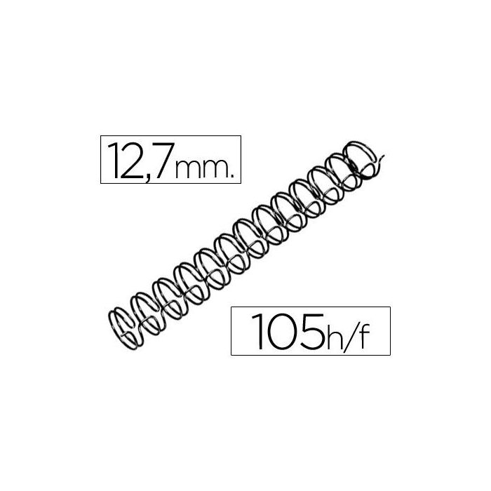 Espiral Wire 3:1 12,7 mm N.8 Negro Capacidad 105 Hojas Caja De 100 Unidades