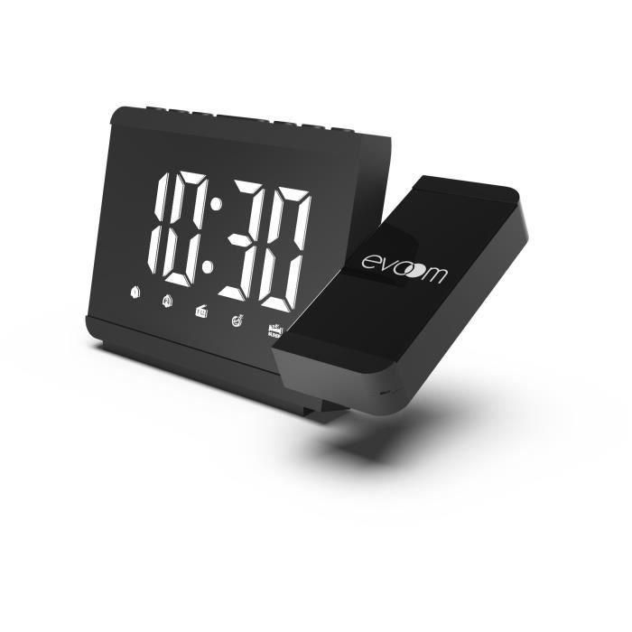 Despertador proyector - EVOOM - EV304571 - Negro - Radio despertador FM - Proyección de la hora 1 Despertador proyector - EVOOM - EV304571 - Negro - Radio despertador FM - Proyección de la hora 1