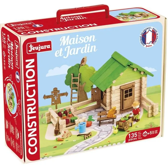 Jeujura JEU1716411992740 Juego de Construcción en Madera Natural para Hogar y Jardín, Tapete y Accesorios Incluidos, 32x27x11 cm Jeujura JEU1716411992740 Juego de Construcción en Madera Natural para Hogar y Jardín, Tapete y Accesorios Incluidos, 32x27x11 cm