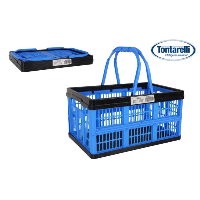 Inde Caja Plegable con Asas 16L Azul/Negro 39x25.5x21 cm (10 Unidades)
