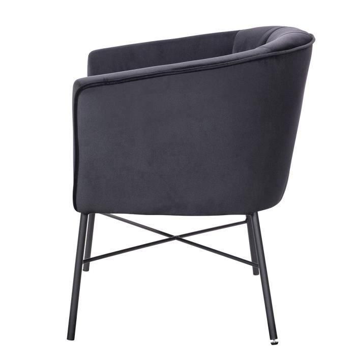 Sillón ELIOTT - con patas de metal - Terciopelo negro - L 68 x P 59 x H 72 cm 3