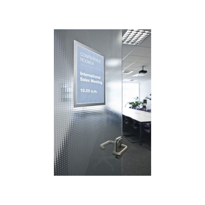 Durable Marco Portaanuncios Magnético Adhesivo Removible DIN A4 Plata Pack 2 Unidades – Lectura Doble Cara para Cristal y Plástico 3