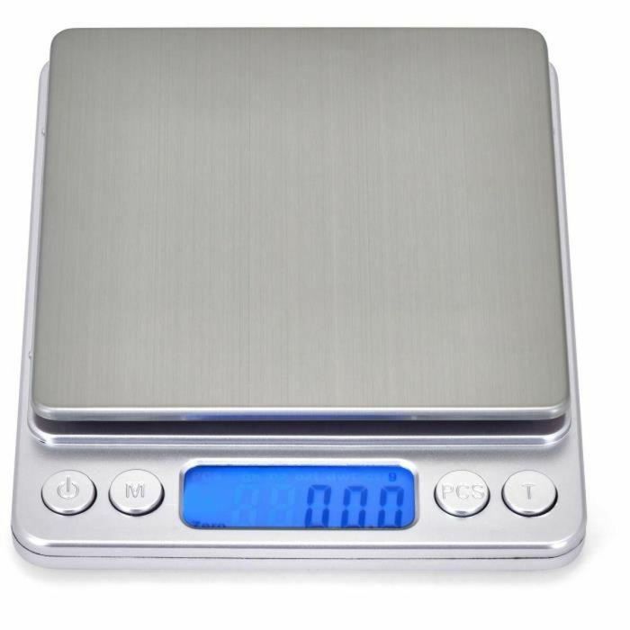 Livoo DOM474 Báscula Electrónica de Precisión con Bandeja de Acero Inoxidable, Máx. 500g, 6 Unidades, Pantalla LCD 4