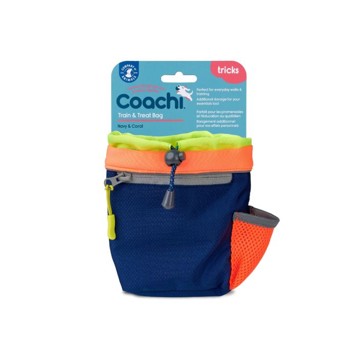 Coachi Train & Treat Bag | Bolsa de Recompensas para Adiestramiento y Paseo de Perros | Azul-Coral, Forro Reversible, Bolsillo Cremallera 2 Coachi Train & Treat Bag | Bolsa de Recompensas para Adiestramiento y Paseo de Perros | Azul-Coral, Forro Reversible, Bolsillo Cremallera 2