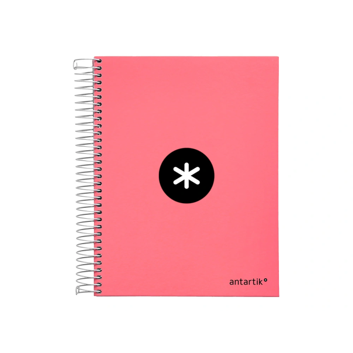 Antartik Cuaderno Espiral A5 Micro 120 Hojas 90gr Cuadro 5mm 5 Bandas 6 Taladros Color Coral 1