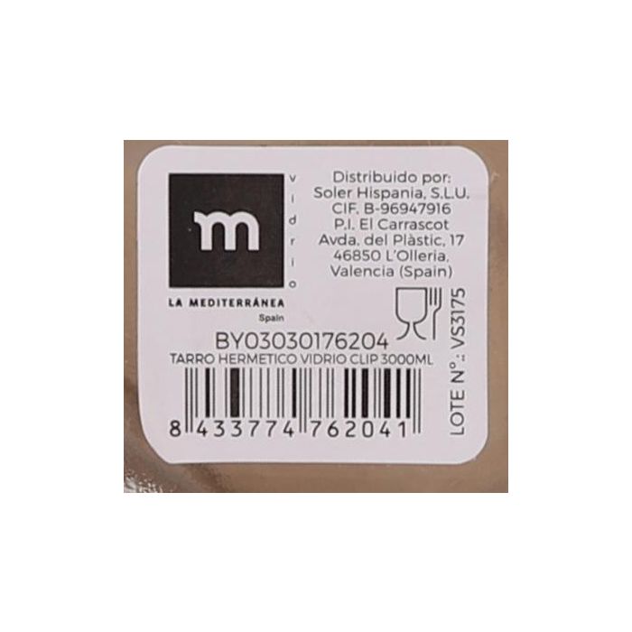 Tarro Hermético de Vidrio Clip 3000 ml - La Mediterranea (6 Unidades) 12 Tarro Hermético de Vidrio Clip 3000 ml - La Mediterranea (6 Unidades) 12
