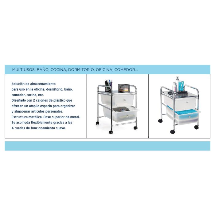 Confortime Cajonera de Metal con 2 Cajones de Plástico (2 Unidades) 2