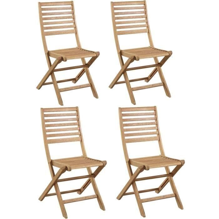 Juego de 2 sillas de jardín plegables Acacia FSC - 47 x 57,5 x H.89,5 cm