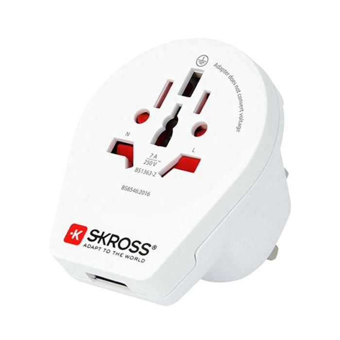 Skross Adaptador Mundial a Reino Unido con USB 1500267 Diseñado en Suiza Ideal para Equipos con Enchufes con y sin Tierra Salida USB Tipo A Máx 2.4A 1 Skross Adaptador Mundial a Reino Unido con USB 1500267 Diseñado en Suiza Ideal para Equipos con Enchufes con y sin Tierra Salida USB Tipo A Máx 2.4A 1