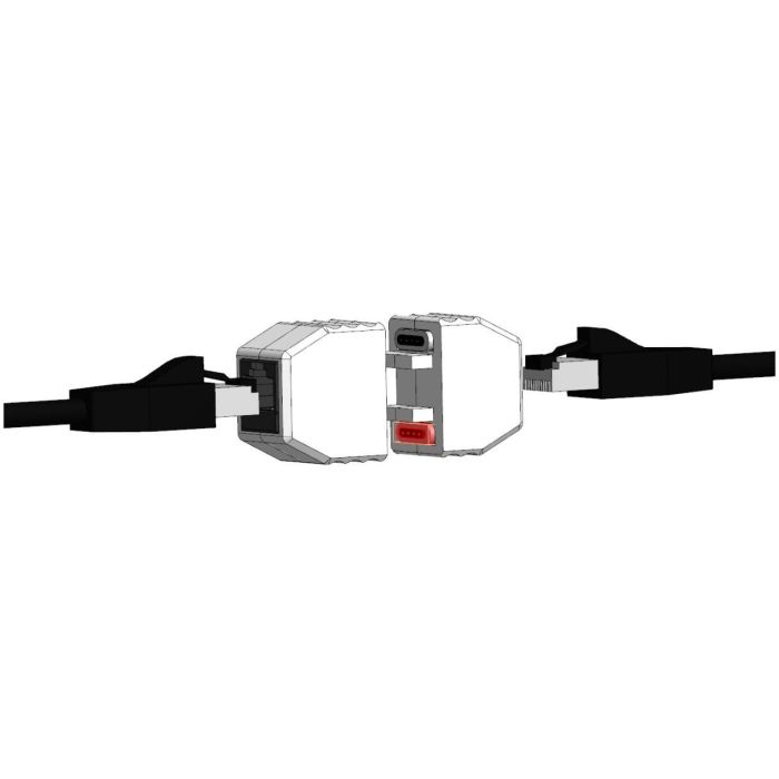 ALLNET TP-TP Kupplung CAT6A Buchse 1:1 8-pol. RJ45 magnetische Sicherungskupplung Abwurfbuchse PoE fähig bis zu 10GBit 4