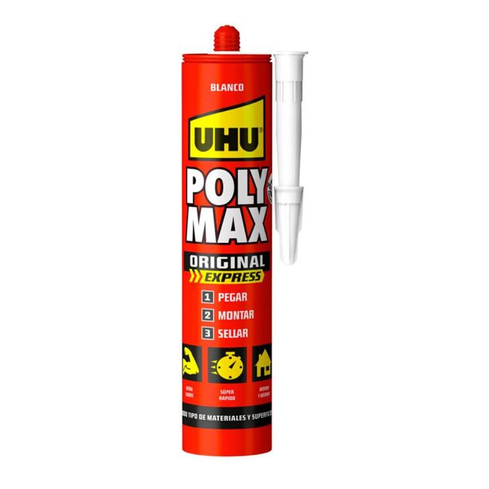 Uhu Poly max express blanco 425 g - Adhesivo y sellador universal, super rápido, extra fuerte - Ref. 6310630