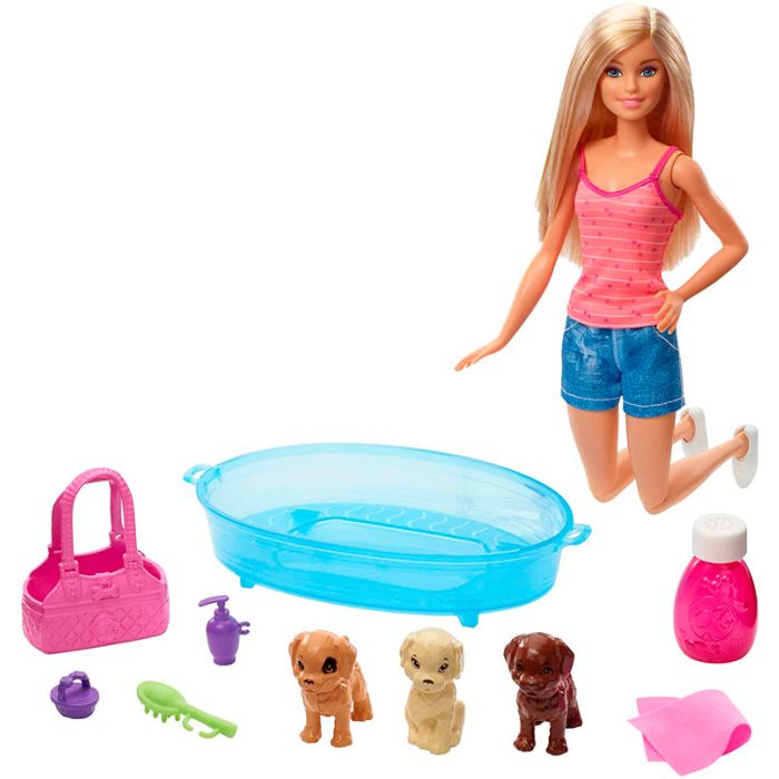 Barbie Con Mascotas Y Bañera Gdj37 Barbie Mattel