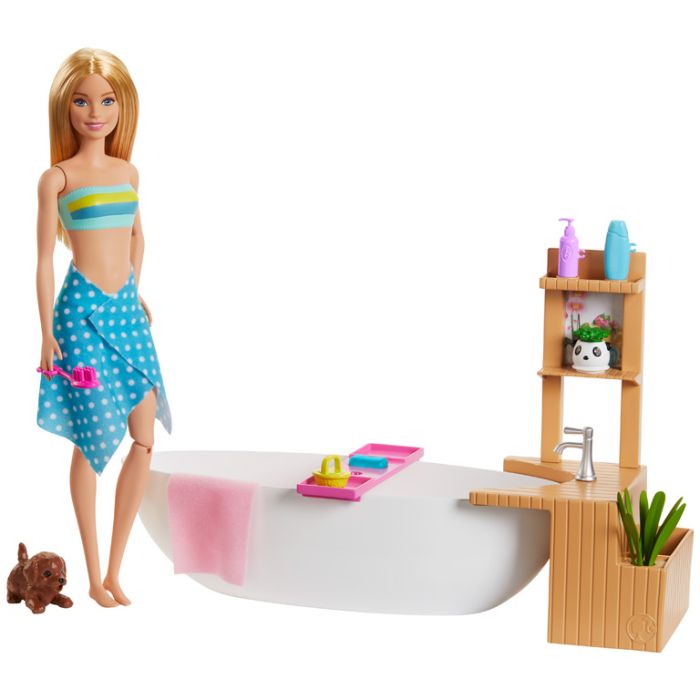 Muñeca Barbie Y Accesorios Baño Con Burbujas Gjn32 Mattel