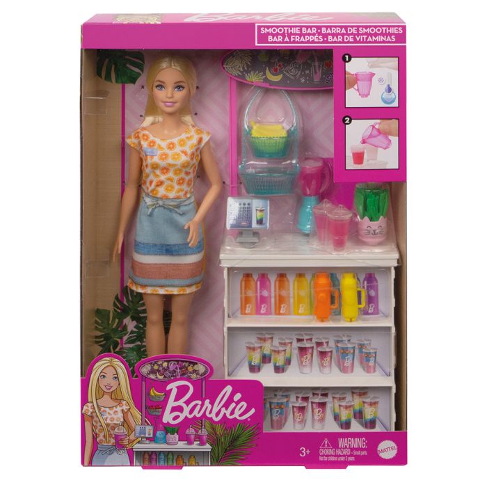 Muñeca Barbie Puesto De Smoothies Grn75 Mattel 2 Muñeca Barbie Puesto De Smoothies Grn75 Mattel 2
