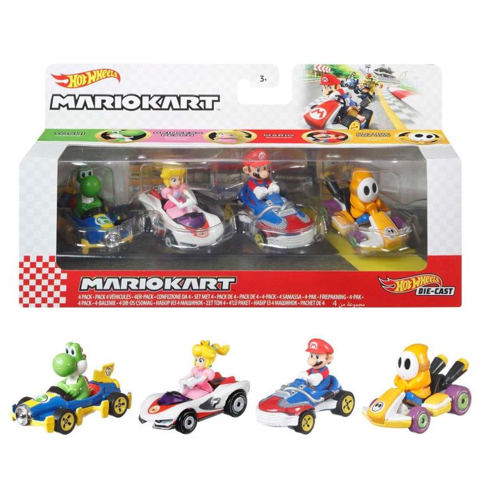 Pack 4 Mini Coches Mario Kart Gwb38 Hot Wheels Pack 4 Mini Coches Mario Kart Gwb38 Hot Wheels