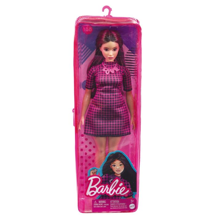Muñeca Barbie Fashionista Vestido Rosa Cuadros Hbv20 Mattel 2
