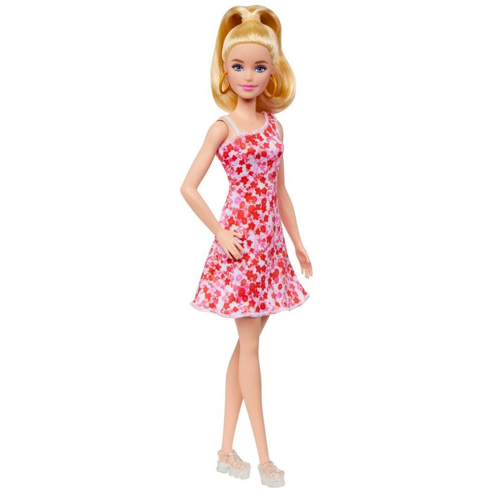 Muñeca Barbie Fashionista Vestido Rosa Flores Hjt02 Mattel 1