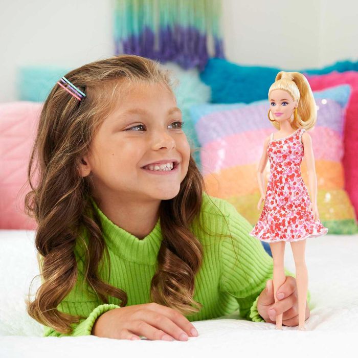 Muñeca Barbie Fashionista Vestido Rosa Flores Hjt02 Mattel 4