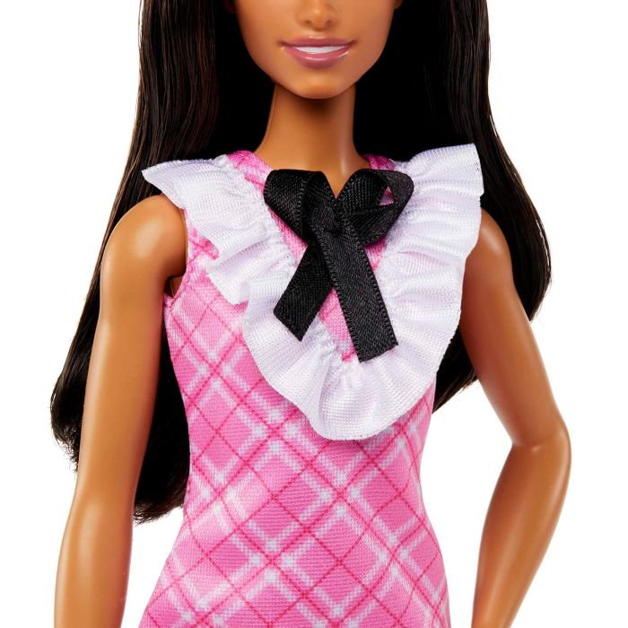 Muñeca Barbie Fashionista Vestido Tartán Rosa Hjt06 Mattel 3