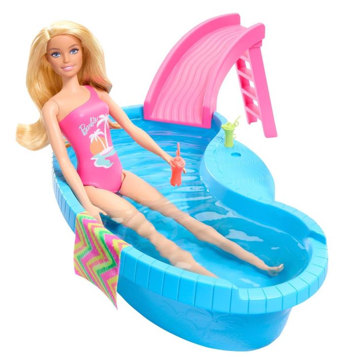 Muñeca Barbie Rubia Con Piscina Hrj74 Mattel 2