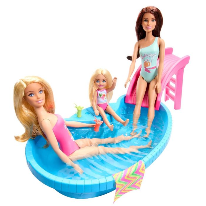 Muñeca Barbie Rubia Con Piscina Hrj74 Mattel 4