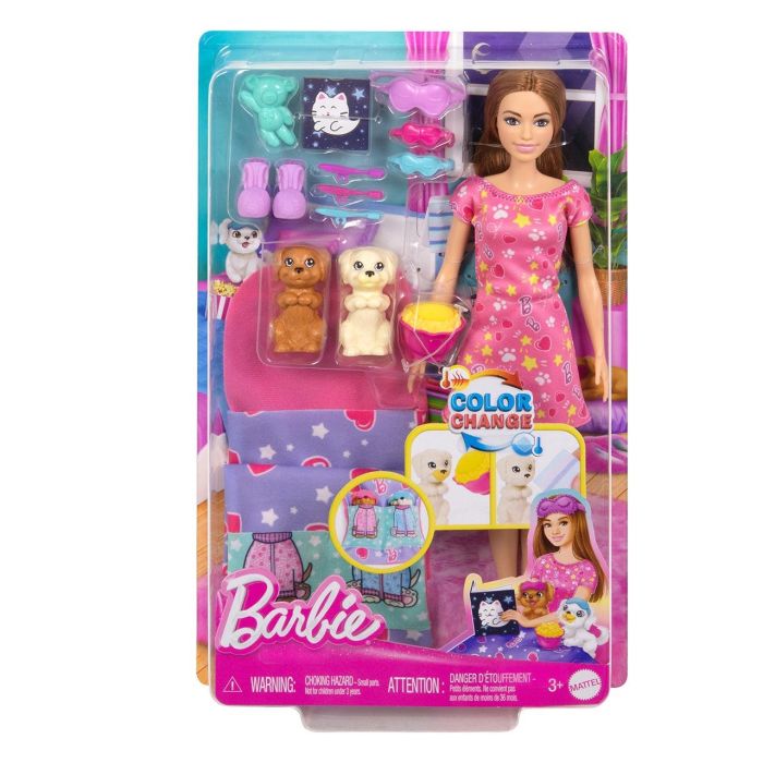 Muñeca Barbie Fiesta Pijamas Con Cachorros Hxn01 Mattel 4