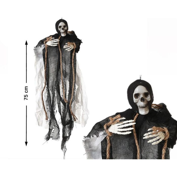 Muñeco Esqueleto Colgante Halloween 75 cm Negro y Blanco