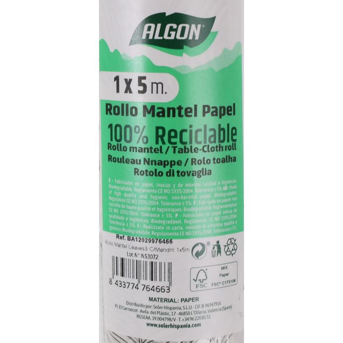 Rollo Mantel Leaves3 con Mandril 1x5M - Algon (16 Unidades) 5 Rollo Mantel Leaves3 con Mandril 1x5M - Algon (16 Unidades) 5