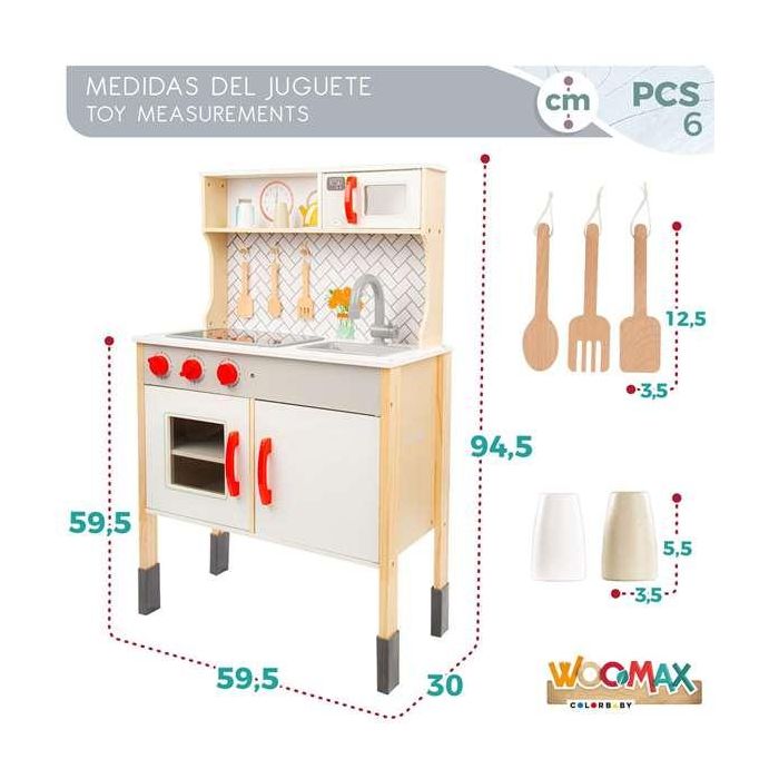 Woomax Cocina Eléctrica de Madera 59,5x30x94,5 cm Juguete Infantil a Partir de 3 Años 14