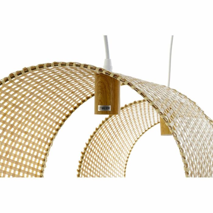 DKD Home Decor Lámpara Techo Balines Bambú Natural Ancho 80 cm Fondo 30 cm Alto 30 cm E27 para 2 Bombillas 1