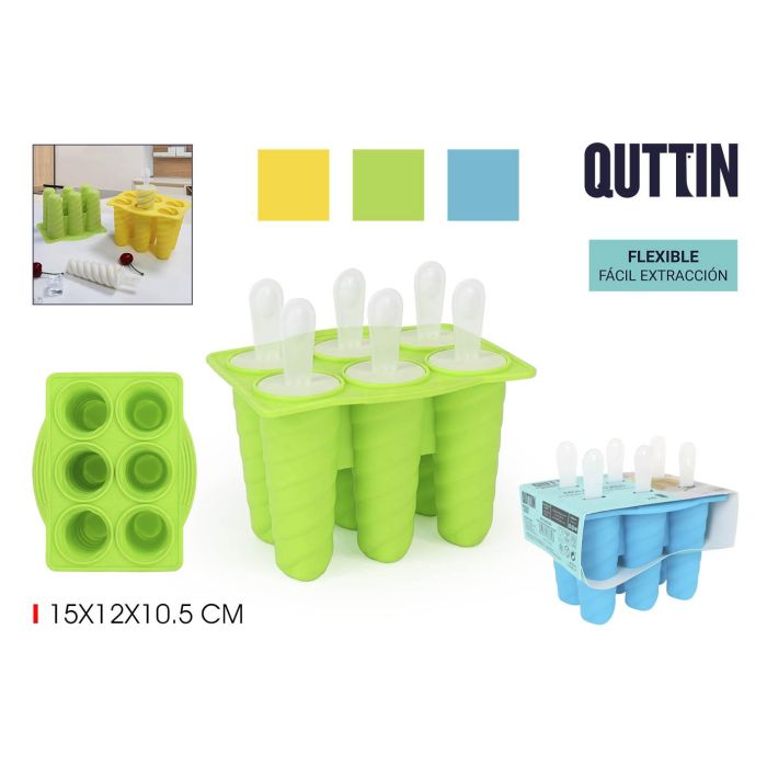 Quttin Molde 6 Helados Espiral de Silicona 12 cm Ancho x 15 cm Alto x 15 cm Largo