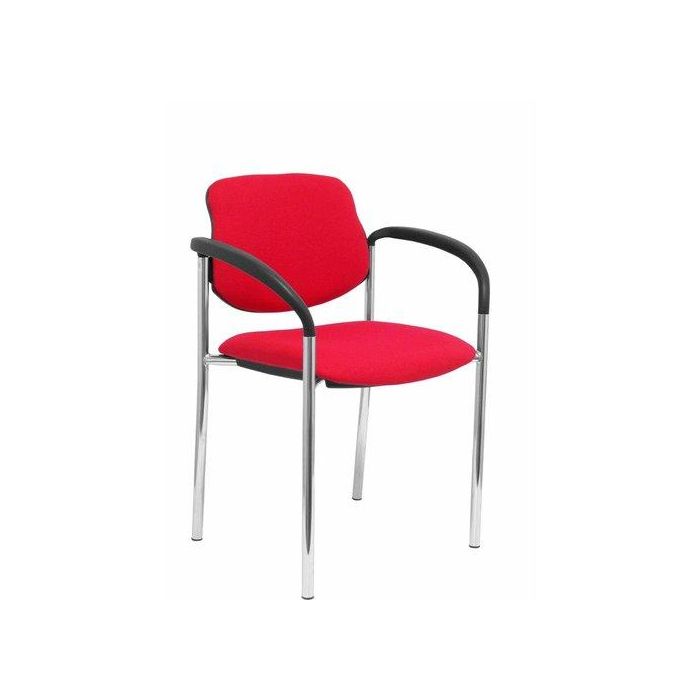 Silla Piqueras Y Crespo Villalgordo Confidente Brazos Fijos Chasis Cromo Asiento Y Respaldo Tapizados Bali Rojo