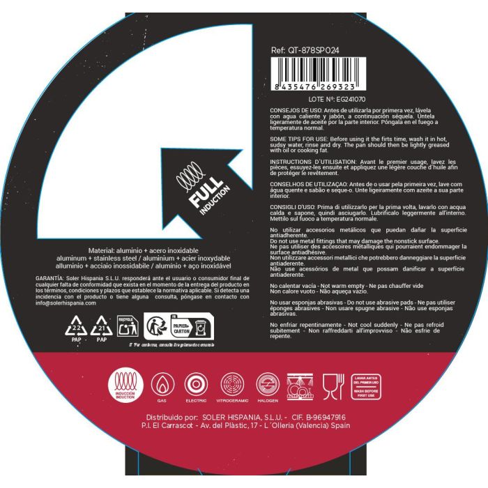 Sartén de aluminio forjado 24 cm Full Spiral Quttin (4 Unidades) 8 Sartén de aluminio forjado 24 cm Full Spiral Quttin (4 Unidades) 8