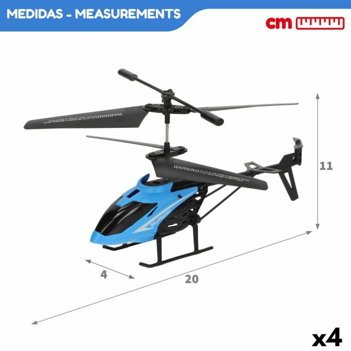 Helicóptero con Radiocontrol Colorbaby (4 Unidades) 10 Helicóptero con Radiocontrol Colorbaby (4 Unidades) 10