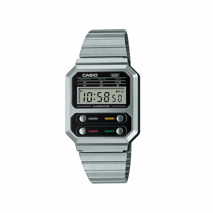 Reloj Digital Casio Vintage Iconic A100WE-1AEF/ 40mm/ Plata y Negro