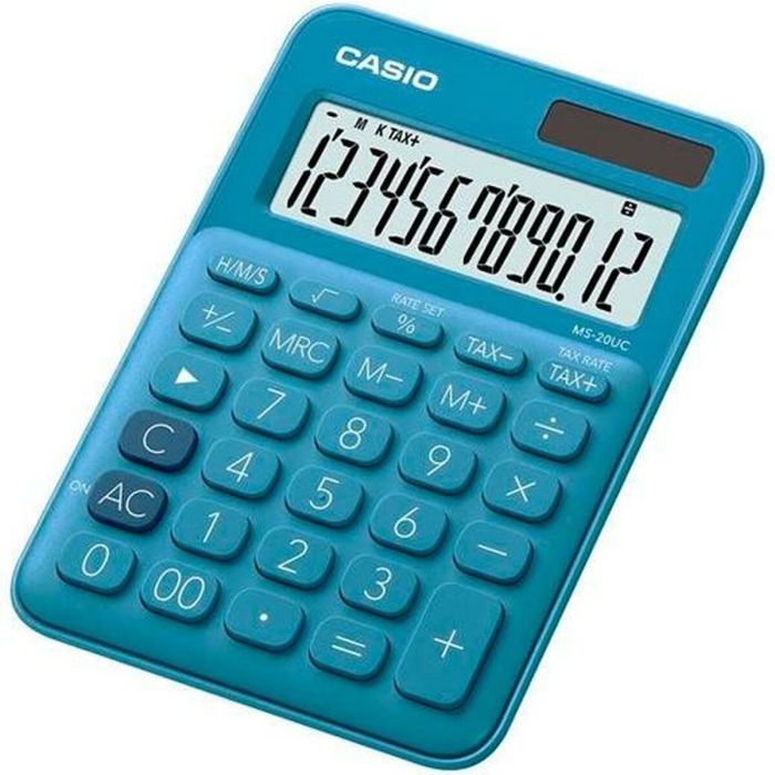 Casio Calculadora de oficina sobremesa azul 12 dígitos ms-20uc