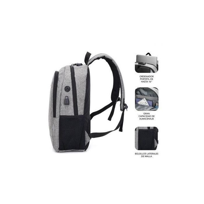 SUBBLIM Mochila Portatil Urban Lock Backpack 16" Grey 3 SUBBLIM Mochila Portatil Urban Lock Backpack 16" Grey 3