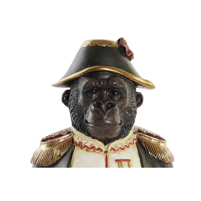 DKD Home Decor Figura Decorativa de Resina Gorila Napoleón Estilo Colonial Negro y Blanco 12x16.5x32 cm 1