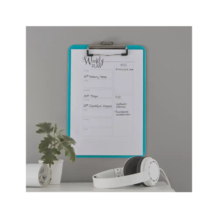 Leitz Carpeta Wow Plástico Rígido DIN A4 con Pinza Superior Color Turquesa 8