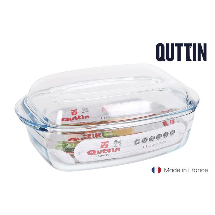Quttin Cacerola de Vidrio Rectangular con Tapa 3L + 1.5L (3 Unidades)