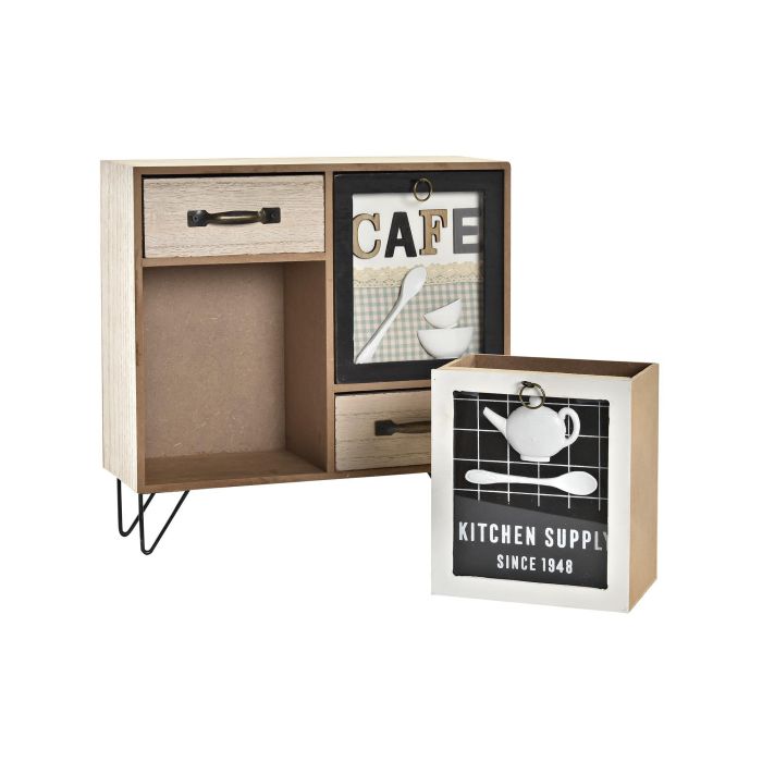 DKD Home Decor Cajonera Estilo Shabby Chic con 4 Cajones, en MDF, Metal y Cristal, Verde Menta y Marrón con Café Vichy, 30x10x29 cm 3 DKD Home Decor Cajonera Estilo Shabby Chic con 4 Cajones, en MDF, Metal y Cristal, Verde Menta y Marrón con Café Vichy, 30x10x29 cm 3