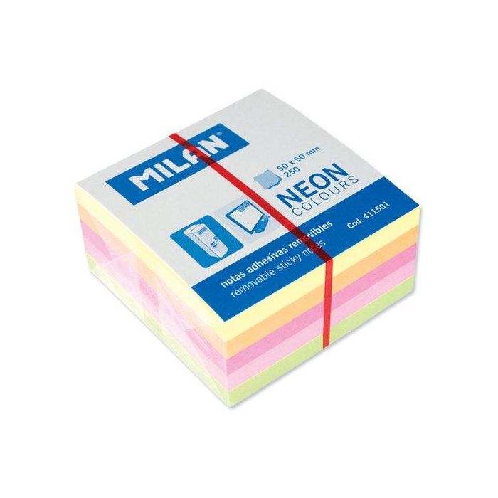 Milan Cubo De Notas Adhesivas 250 Hojas 50x50 Colores Neón