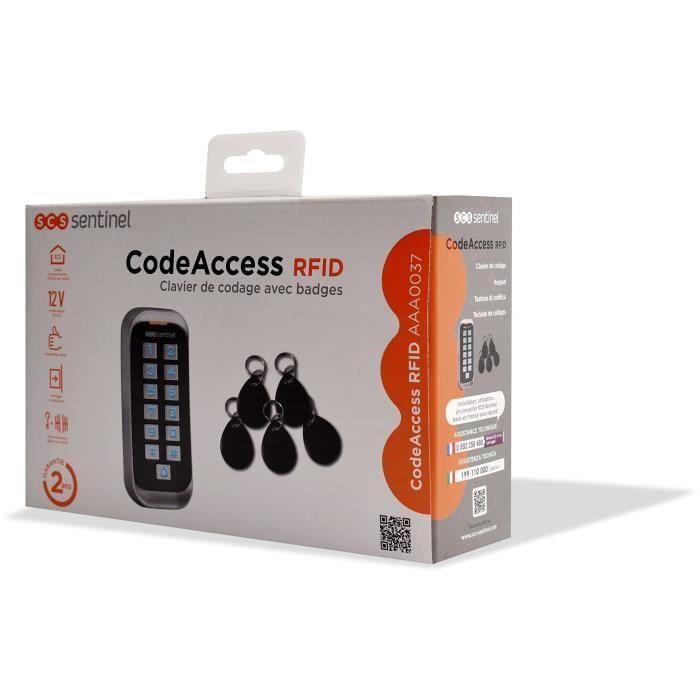 Scs Sentinel Teclado de Control de Acceso CodeAccess RFID con Cableado, Resistente al Agua IP68, 12V, Capacidad 2000 Usuarios, Incluye 5 Insignias 4